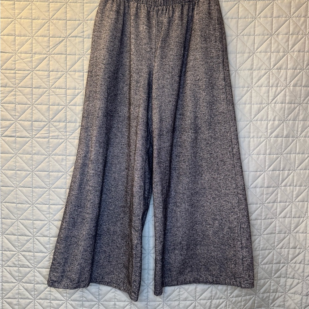 Final Touch Textured Gray Fabric wide leg pull on trousers